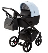 Детская коляска Adamex Nola Deluxe 2 в 1 N-SD112 (ГОЛУБАЯ КОЖА + ЧЕРН.КОЖА) 845728027