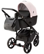 Детская коляска Adamex Nola Deluxe 2 в 1 N-SD102 (РОЗОВ.ПУДРА КОЖА + ЧЕРН.КОЖА) 1680622358