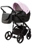Детская коляска Adamex Lanti Deluxe 2 в 1 LN-SD101 (РОЗОВ.ЗЕФИР КОЖА + ЧЕРН.КОЖА) 1884436349