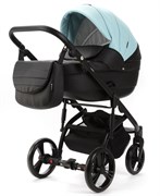 Детская коляска Adamex Lanti Deluxe 2 в 1 LN-SD111 (СВ.БИРЮЗОВАЯ.КОЖА + ЧЕРН.КОЖА) 1141459231
