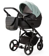Детская коляска Adamex Lanti Deluxe 2 в 1 LN-SD103 (СЕРО-ЗЕЛЕН.КОЖА + ЧЕРН. КОЖА) 367596338