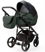 Детская коляска Adamex Lanti Deluxe 2 в 1 LN-SD41 (ЧЕРН. КОЖА + Т.ЗЕЛЕН.КОЖА) 725577585