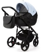 Детская коляска Adamex Lanti Deluxe 2 в 1 LN-SD112 (ГОЛУБАЯ КОЖА + ЧЕРН.КОЖА) 1104792516