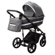 Детская коляска Adamex Rimini 2 в 1 RI11A LUX (СЕРЫЙ С СЕРЕБР.ЛЮРЕКСОМ+Т.СЕР.КОЖА+СЕРЕБР.ОТДЕЛКА) 55673464