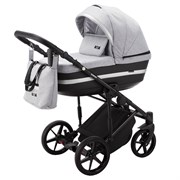 Детская коляска Adamex Rimini 2 в 1 RI32B LUX (СЕР.ЖАККАРД+ЧЕРН.КОЖА+СЕРЕБР.ОТДЕЛКА) 258185262