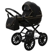 Детская коляска Adamex Chantal Retro 2 в 1 C1-A (ЧЕРНЫЙ+ЗОЛОТЫЕ МОЛНИИ) 857601366