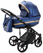 Детская коляска Adamex Rimini Deluxe 2 в 1 RI240 СИН.ПЕРЛ.КОЖА+ЗОЛОТО.ОТДЕЛКА 1244776189
