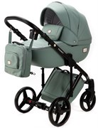 Детская коляска Adamex Luciano Deluxe 2 в 1 Q114-С (СЕРО-ЗЕЛЕН.КОЖА 100%+ЧЕРАЯ РАМА) 202295110