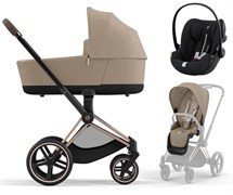 Коляска 3 в 1 Cybex Priam IV Rosegold и автокресло Cloud G i-Size Moon Black Plus Cozy Beige 409475332