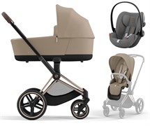 Коляска 3 в 1 Cybex Priam IV Rosegold и автокресло Cloud G i-Size Lava Grey Cozy Beige 1678898541