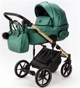 Детская коляска Adamex Lumi Air SE Deluxe 3 в 1 L-SM500 (ИЗУМРУД. ПЕРЛ. КОЖА+ЗОЛОТО РАМА) 348205241