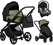 Детская коляска Tutis Mio 3 Plus Essential Кожа 3 в 1 с автокреслом Elo Lux EduSky Grey 1502025 Olive 1278696089