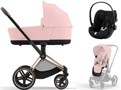 Коляска 3 в 1 Cybex Priam IV Rosegold и автокресло Cloud G i-Size Moon Black Peach Pink 70874269
