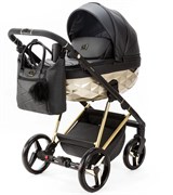 Детская коляска Adamex Quantum Star Deluxe 3 в 1 Q-STAR102-K (ЧЕРН.КОЖА+ЗОЛОТО РАМА) 72959238