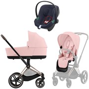 Коляска 3 в 1 Cybex Priam IV Rosegold complete и автокресло Aton B2 i-Size Bay Blue Peach Pink 1628651079