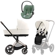Коляска 3 в 1 Cybex Priam IV Rosegold complete и автокресло Cloud T i-Size Leaf Green Plus Off White 996262655