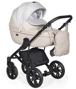 Детская коляска Indigo Mio+F 3 в 1 Mi 02 св.бежевая кожа+св.бежевый узор 1742683567