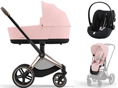Коляска 3 в 1 Cybex Priam IV Rosegold и автокресло Cloud G i-Size Moon Black Plus Peach Pink 786195013