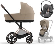 Коляска 3 в 1 Cybex Priam IV Rosegold и автокресло Cloud G i-Size Lava Grey Plus Cozy Beige 1790074719