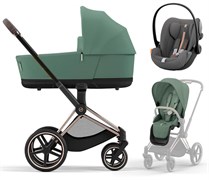Коляска 3 в 1 Cybex Priam IV Rosegold и автокресло Cloud G i-Size Lava Grey Plus Leaf Green 827746645