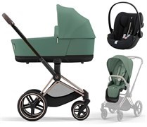 Коляска 3 в 1 Cybex Priam IV Rosegold и автокресло Cloud G i-Size Moon Black Plus Leaf Green 1674651976