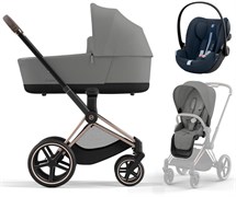 Коляска 3 в 1 Cybex Priam IV Rosegold и автокресло Cloud G i-Size Ocean Blue Plus Mirage Grey 847481103