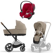 Коляска 3 в 1 Cybex Priam IV Chrome Brown complete и автокресло Aton B2 i-Size Dynamic Red Cozy Beige 1714615599