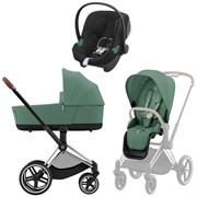 Коляска 3 в 1 Cybex Priam IV Chrome Brown complete и автокресло Aton B2 i-Size Volcano Black Leaf Green 81042292