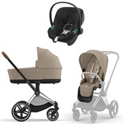 Коляска 3 в 1 Cybex Priam IV Chrome Brown complete и автокресло Aton B2 i-Size Volcano Black Cozy Beige 867531638