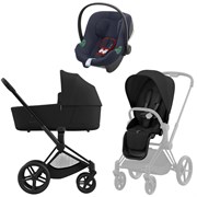 Коляска 3 в 1 Cybex Priam IV Matt Black complete и автокресло Aton B2 i-Size Bay Blue Sepia Black 998122140
