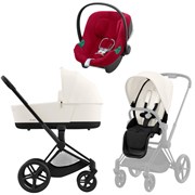 Коляска 3 в 1 Cybex Priam IV Matt Black complete и автокресло Aton B2 i-Size Dynamic Red Off White 872695813