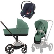 Коляска 3 в 1 Cybex Priam IV Rosegold complete и автокресло Aton B2 i-Size Bay Blue Leaf Green 1143689356