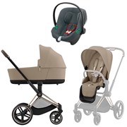 Коляска 3 в 1 Cybex Priam IV Rosegold complete и автокресло Aton B2 i-Size Steel Grey Cozy Beige 428458226
