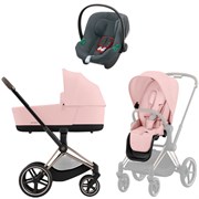 Коляска 3 в 1 Cybex Priam IV Rosegold complete и автокресло Aton B2 i-Size Steel Grey Peach Pink 564580837