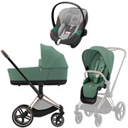 Коляска 3 в 1 Cybex Priam IV Rosegold complete и автокресло Aton S2 i-Size Lava Grey Leaf Green 1826504239