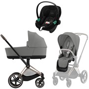 Коляска 3 в 1 Cybex Priam IV Rosegold complete и автокресло Aton S2 i-Size Moon Black Mirage Grey 1594400086