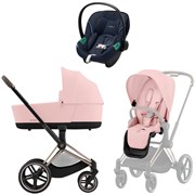 Коляска 3 в 1 Cybex Priam IV Rosegold complete и автокресло Aton S2 i-Size Ocean Blue Peach Pink 258916083