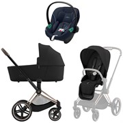 Коляска 3 в 1 Cybex Priam IV Rosegold complete и автокресло Aton S2 i-Size Ocean Blue Sepia Black 719978190