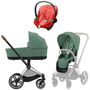 Коляска 3 в 1 Cybex Priam IV Chrome Brown complete и автокресло Aton S2 i-Size Hibiscus Red Leaf Green 1953916366