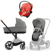 Коляска 3 в 1 Cybex Priam IV Chrome Brown complete и автокресло Aton S2 i-Size Hibiscus Red Mirage Grey 134656253
