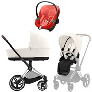 Коляска 3 в 1 Cybex Priam IV Chrome Brown complete и автокресло Aton S2 i-Size Hibiscus Red Off White 2058626863