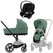 Коляска 3 в 1 Cybex Priam IV Chrome Brown complete и автокресло Aton S2 i-Size Moon Black Leaf Green 1529147234