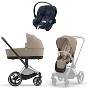 Коляска 3 в 1 Cybex Priam IV Chrome Brown complete и автокресло Aton S2 i-Size Ocean Blue Cozy Beige 1762058956