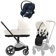Коляска 3 в 1 Cybex Priam IV Chrome Brown complete и автокресло Aton S2 i-Size Ocean Blue Off White 600467819