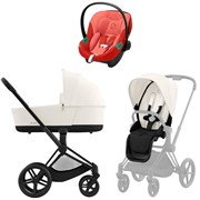 Коляска 3 в 1 Cybex Priam IV Matt Black complete и автокресло Aton S2 i-Size Hibiscus Red Off White 1277098720