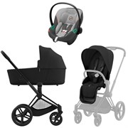 Коляска 3 в 1 Cybex Priam IV Matt Black complete и автокресло Aton S2 i-Size Lava Grey Sepia Black 981347092