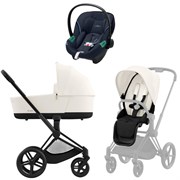 Коляска 3 в 1 Cybex Priam IV Matt Black complete и автокресло Aton S2 i-Size Ocean Blue Off White 862981686