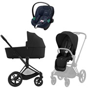 Коляска 3 в 1 Cybex Priam IV Matt Black complete и автокресло Aton S2 i-Size Ocean Blue Sepia Black 1329561761