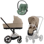 Коляска 3 в 1 Cybex Priam IV Rosegold complete и автокресло Cloud T i-Size Leaf Green Plus Cozy Beige 1193557665