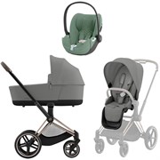 Коляска 3 в 1 Cybex Priam IV Rosegold complete и автокресло Cloud T i-Size Leaf Green Plus Mirage Grey 1098529284